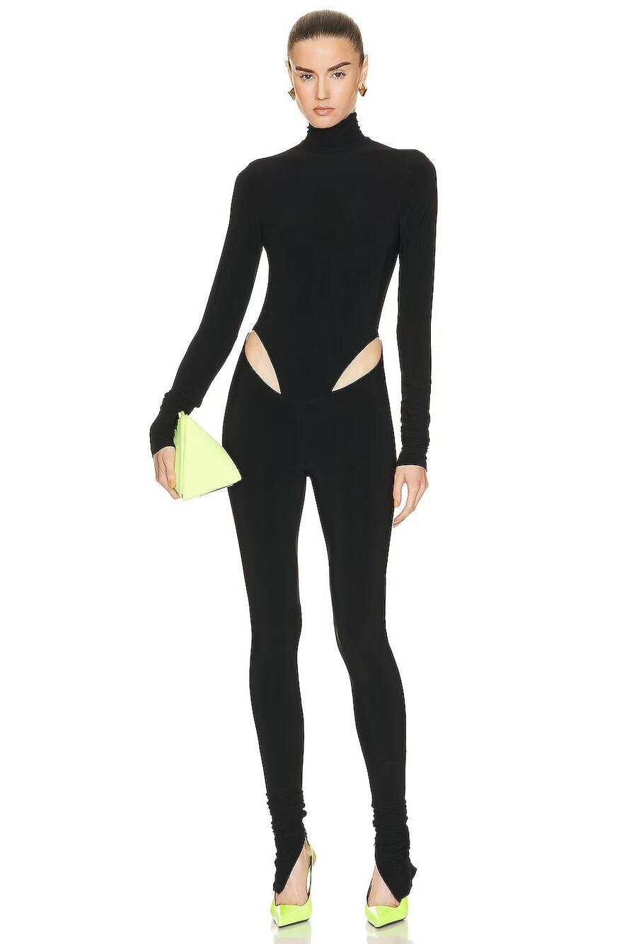 LaQuan Smith Hip Cut Out Turtleneck Jumpsuit Minimalist Avant Garde Evening XS